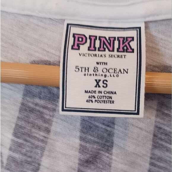 Pink Victoria Secret V Neck Tee Shirt Patriotic XSMALL - Picture 3 of 6